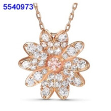 (Rose gold Daisy necklace) Women Silver Swan Pendant Necklace, Blue Teardrop Crystal Rhinestone Elegant Jewelry