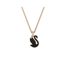 (New black swan necklace) Women Silver Swan Pendant Necklace, Blue Teardrop Crystal Rhinestone Elegant Jewelry
