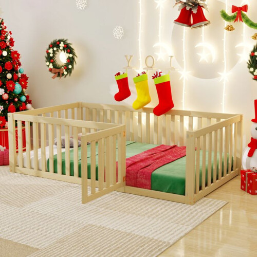 Bed kind - Model 90 x 200 cm - Massief hout - Beugel 60 cm - Openbare deur