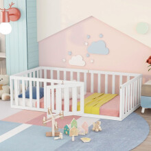 Bed kind - 90 x 200 cm - Barrière 60 cm - Deur openend - Massief grenen