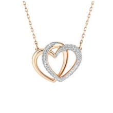(Rose gold heart-to-heart necklace) Women Silver Swan Pendant Necklace, Blue Teardrop Crystal Rhinestone Elegant Jewelry