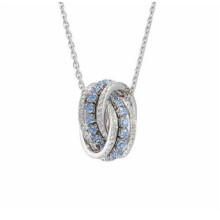 (A large blue double-ring necklace) Women Silver Swan Pendant Necklace, Blue Teardrop Crystal Rhinestone Elegant Jewelry