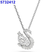 (New dynamic white swan style) Women Silver Swan Pendant Necklace, Blue Teardrop Crystal Rhinestone Elegant Jewelry