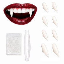 Vampire Teeth Fangs Set Fake Teeth False Teeth, Vampire Teeth for Kids Adults, Reusable Clip In Vampire Fangs Halloween Costume Set with Moldable Gum