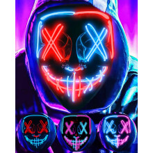 DWTECH LED Halloween Mask - Light Up Mask LED Masks EL Wire Scary Mask for Masquerade Light Up Face Mask for Men Women Halloween Festival Party (Blue