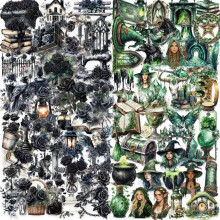 Goth Stickers & Gothic Stickers for Adults - 100 Pcs Gothic Green Witch Aesthetic Stickers Set, Journaling Stickers for Scrapbooking, Planner Decorat