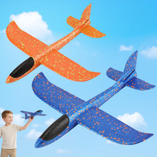 VCOSTORE Foam Glider Planes for Kids, 2 Pcs Large Airplane Toys 17.3'' Polystyrene Aeroplane Toys Flying Gliders, Manual,EEP, Sturdy, Suitable for Fa