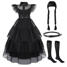 Berich Black Costume Kids Gothic School Dress Black Dresses 9-10 Years,150