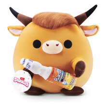 Snackles Licensed Series 3 14-inch Plush Highland Cow with Sangaria O-mazing Orange Ramune (ROBBIE) by ZURU, Plush with License Snack Brand Accessory
