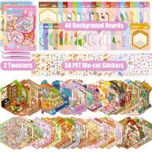 40 Sets Sticker Scene Books, 3D House Sticker Therapy Book for Adults Kids