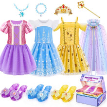 MELAND Princess Costumes for Girls, 17 Pieces Dress-Up Set Ages 3-6