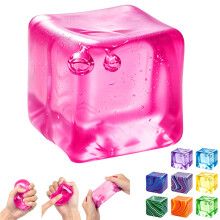 5.5cm Ice Cube Squishy Fidget Toys for Kids 3+ Teens & Adults, Soft Squeeze Sensory Toys for Stress & Anxiety Relief, Squishy Toy Classroom Prizes Pa