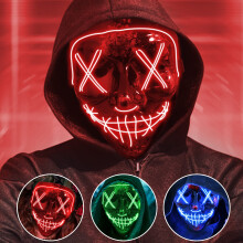 Jsdoin Halloween Masks, Scary LED Purge Mask, Light up Mask Cosplay, LED Rave Face Mask Costume 3 Lighting Modes, Halloween Face Masks for Men Women