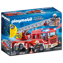 Playmobil 9463 City Action Fire Ladder Unit with Extendable Ladder with Lights and Sound, fire fighter and helicopter toy, fun imaginative role play,