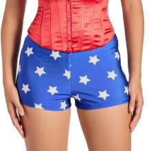 Springcmy Woman Superheroes Halloween Cospaly Bottom Costume Mid Rise Booty Shorts (A Blue, S)