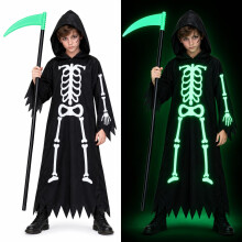 NebulaGlam Kids Grim Reaper Costume, Halloween Grim Reaper Costume Children, Halloween Fancy Dress for Kids Style 2 (7-8 Years)