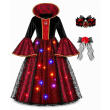 MELAND Vampire Costume Kids, Light up Halloween Costumes for Girls Age 4-14