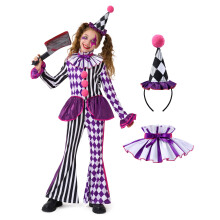 Spooktacular Creations Halloween Clown Costume for Girls, Jester Clown Costume for Kids, Halloween Role Play & Dress Up