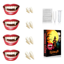 4 Pair Vampire Teeth Fangs for Halloween Costume Props Party Favors (11mm 13mm 15mm 17mm)