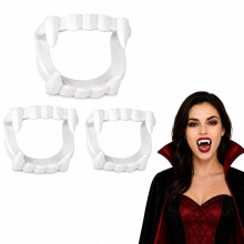 3 Pcs Halloween Vampire Teeth, Reusable Dracula Teeth For Kids Adult, Vampire Plastic Fake Fangs, Cosplay White Fang Fangs for Dracula Werewolf for C