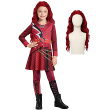 Gaifully Red Pink Halloween Costume with Wig Girls Princess Dress for Kids 6-12 Y (Red-3-Wig, 9-10 Years)