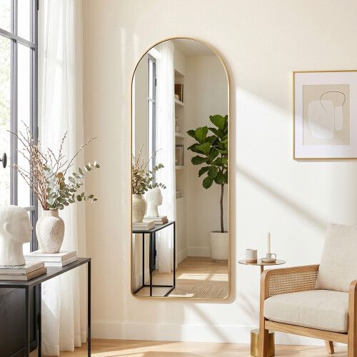 Living And Home Modern Arched Metal Floor Mirror 1