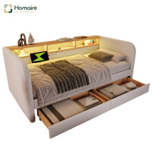 HOMAIRE Beige Linen Daybed with LED & Storage