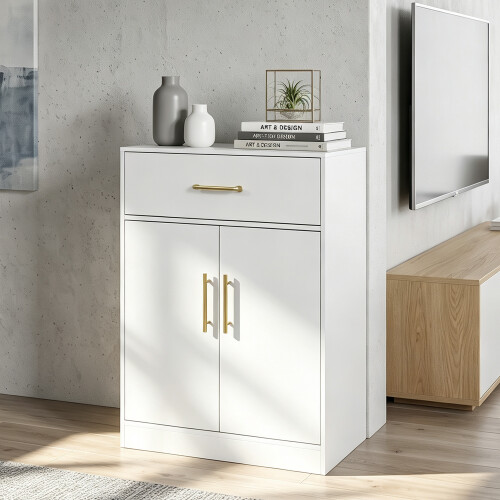 Sideboard 2 Door 1 Drawer Storage White Cupboard 1