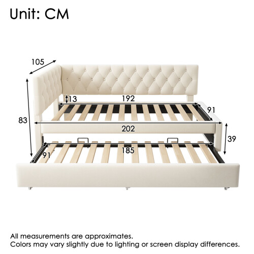 HOMAIRE Beige Velvet Upholstered 3FT Daybed 1