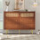 HOMAIRE Walnut Rattan Sideboard Cabinet 6 Drawers 6