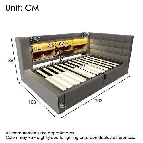 HOMAIRE Grey Linen Daybed with Storage & USB 1