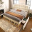HOMAIRE Upholstered Single Bed with Storage Beige 6