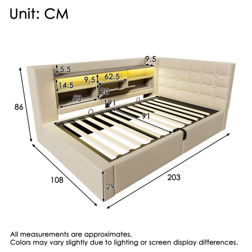 HOMAIRE 3FT Single Daybed with Storage Beige 1