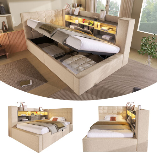 HOMAIRE 3FT Single Daybed with Storage Beige 2