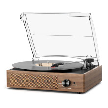 Record Player for Vinyl with 2 build-in Speakers LP Vinyl Players Belt-Driven Vintage Turntables 3 Speed 3 Size, Wireless Bluetooth Playback, AUX-in,
