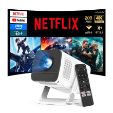 [Netflix-Licensed 4K Supported] Mini Smart Projector Android13 Voice Remote