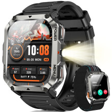 Blackview 2.01" HD Military Smart Watch for Men - Answer/Make Calls, Fitness Watch with 900 mAh Battery/LED Torch/Compass, Heart Rate/SpO2/Sleep Moni