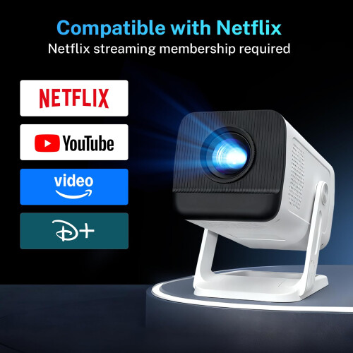[Netflix-Licensed 4K Supported] Mini Smart Projector Android13 Voice Remote 2