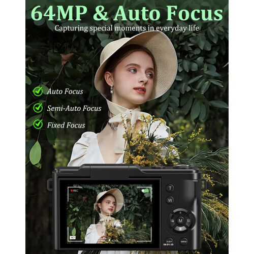 4K Digital Camera 64MP UHD Compact Camera with 3.0” 180 Flip Screen 1