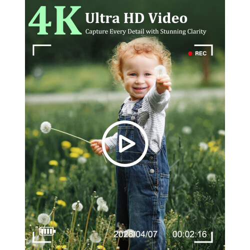 4K Digital Camera 64MP UHD Compact Camera with 3.0” 180 Flip Screen 2