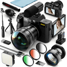 8K 64MP Digital Cameras for Photography,16X Zoom,3 Color Filters,Black