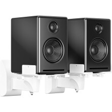 suptek Small Dual Side Clamping Bookshelf Speaker Wall Mounting Bracket Adjustable for Small Surrounding Sound Speakers, Hold up to 25kg White SPM201
