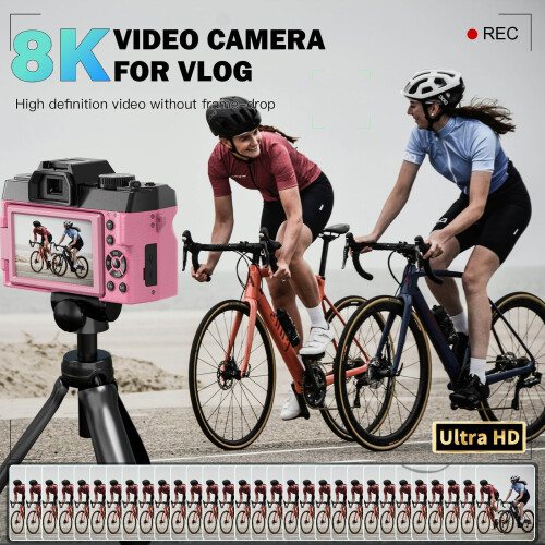 NBD 8K Digital Camera 64MP, Autofocus, 16X Digital Zoom (Pink) 2