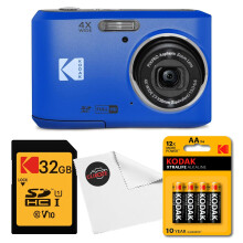Kodak PIXPRO FZ45 Digital Camera Bundle with 32GB Class 10 SDHC Memory Card, Kodak AA Xtralife Batteries (4-Pack) and Clikoze Lens Cloth (Blue)