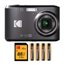 Kodak PIXPRO FZ45 Digital Camera (Black) Bundle with 32GB Class 10 UHS-I U1 SDHC Memory Card and AA High-Performance Alkaline Batteries (4-Pack) (3 It