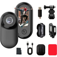 fceoul Mini Body Camera 1080P, Mini Action Camera withScreen & 32GB Memory Card, Thumb Pov Camera forCycling, Helmet, Pets & Vlogging