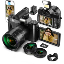 Longyi 6K Digital Camera 64MP, 18X Digital Zoom & 3.0" 180Flip Screen