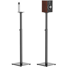 USX MOUNT Speaker Stands Height Adjustable - Extends 84cm to 108cm, Holds Satellite and Small Bookshelf Speaker up to 5kg, Set of 2, Heavy Duty Base,