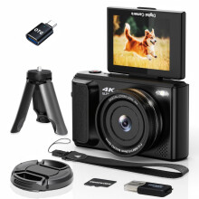 ARNSSIEN Digital Camera 4k, 180 Flip Screen, 16X Zoom,2.8" Screen,black