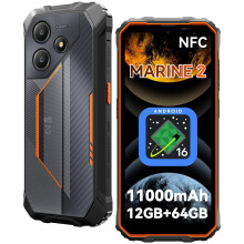 Rugged Smartphone, 11000mAh,NFC, 6.56HD,12GB+64GB Android 16 Phone, Orange
